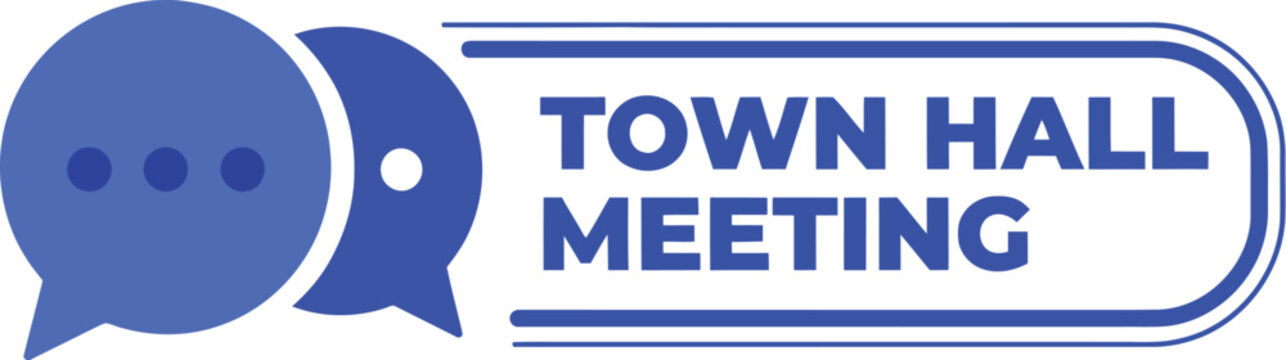 Town Hall Meeting Sign vector illustration featuring public community discussion announcement civic gathering municipal communication event and information display