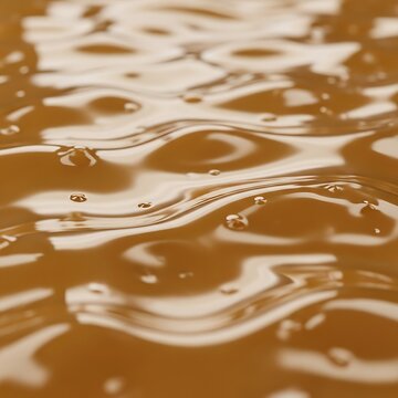 Close up of golden caramel drizzled on pastries.
