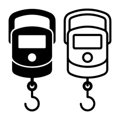 Black and white digital weighing scale with S hooks and digital scale © Design Empire