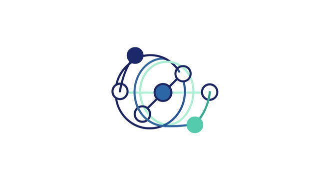 Abstract blue network connection node logo design