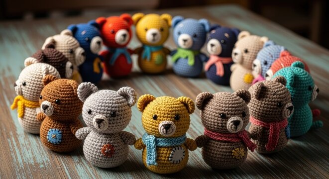 Handmade Crochet Teddy Bear Stuffed Toy Close-Up