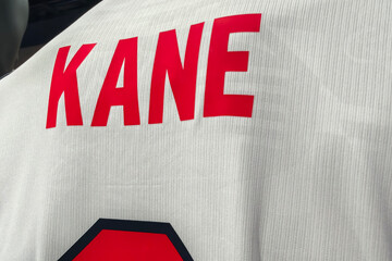 Obraz premium View of Harry Kane Name on England Natioanl Team Home Jersey