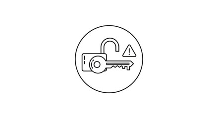 Fototapeta premium Open lock with key and warning symbol in a circle graphic isolated concept