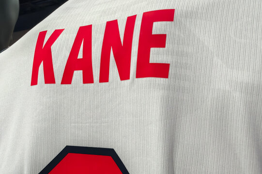 View of Harry Kane Name on England Natioanl Team Home Jersey
