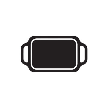 Baking tray icon silhouette for kitchen oven cooking sheet rectangular metal pan vector illustration.