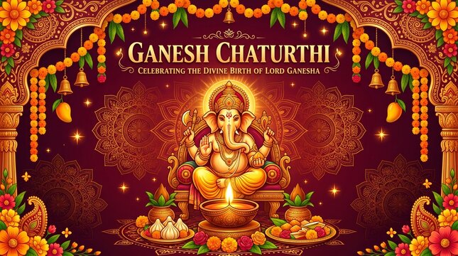 Lord Ganesha , Ganesh festival illustration of Lord Ganpati background for Ganesh Chaturthi festival of India