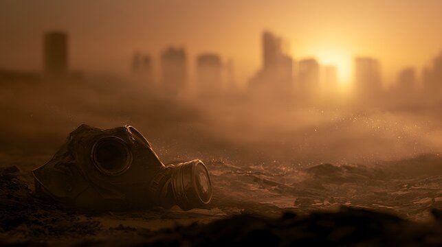 Silent ruins reveal a resilient hope amidst a desolate post apocalyptic world bathed in golden light
