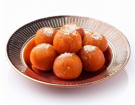 plate of laddu laddoo or ladoo isolated white background