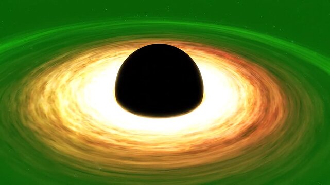 Cosmic black hole with glowing accretion disk in deep space.