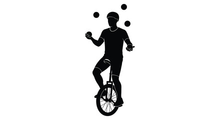 Juggler On Unicycle Performing Black Silhouette circus © Monjurul