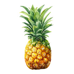 Obraz premium Watercolor painting of Pineapple, detailed and artistic vector illustration on a white background.