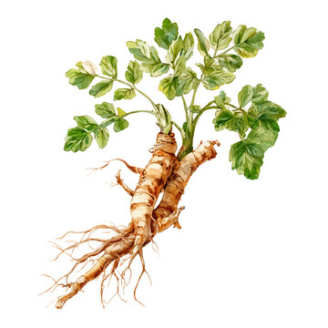 Astragalus Root watercolor vector illustration, high-quality artwork isolated on a pure white background.