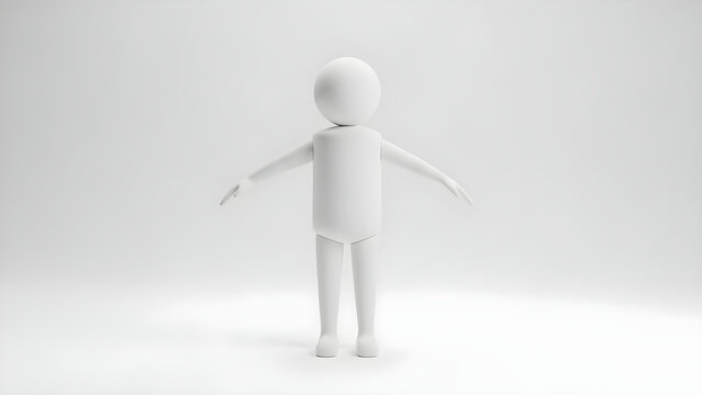 Simple 3D Humanoid Character Standing in T-Pose for Animation and Rigging Concept