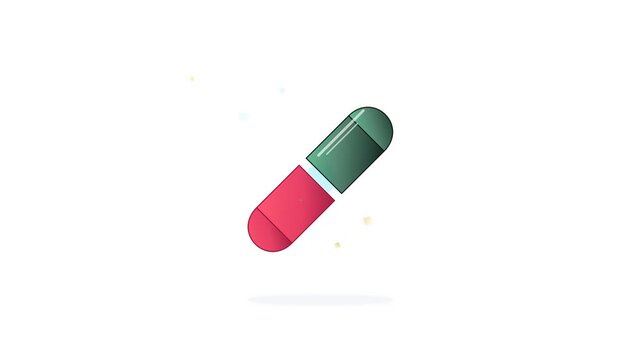 Simple red and green medicine capsule illustration