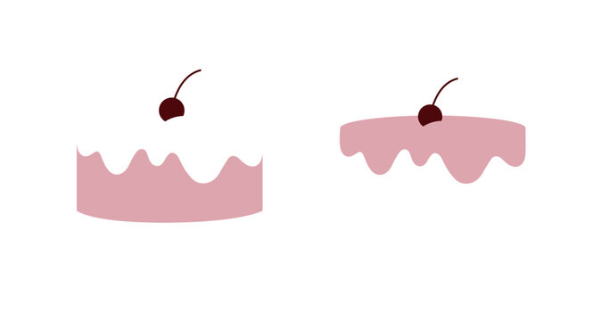 Cake and frosting drawing in minimalist art style with pink on light background