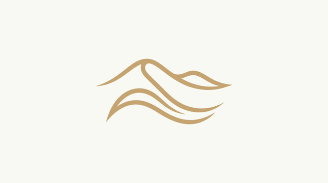 Minimalist tan sand dunes line art.