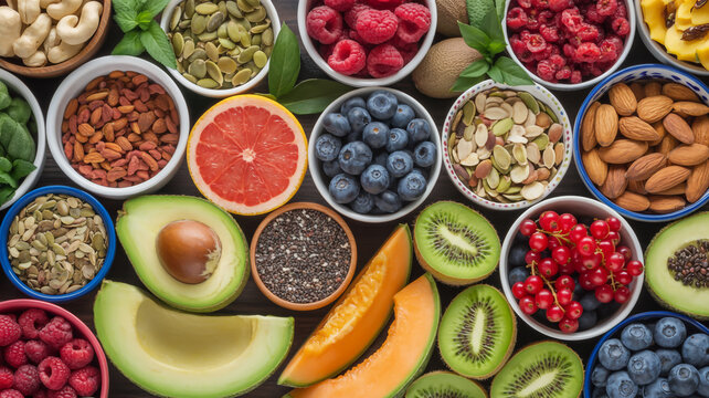 Nutritious superfoods assortment: a healthy feast