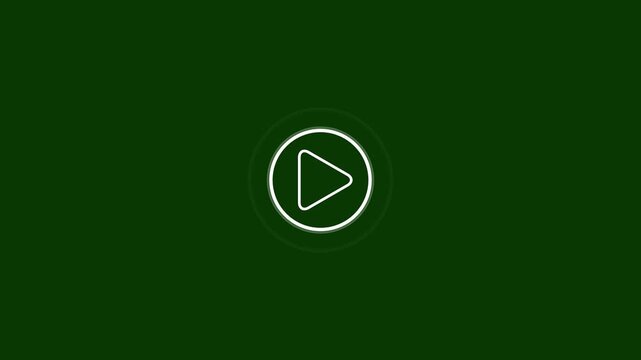 Abstract glowing play button with radio waves. white color video player button icon animation, music play button animation on green background, play button icon animation, with 4k video animation.