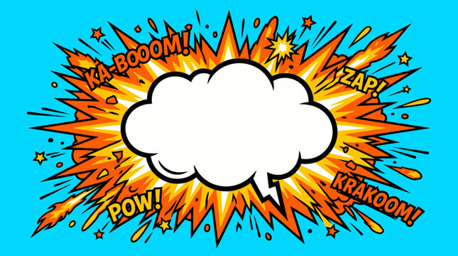 Comic book explosion speech bubble graphic.