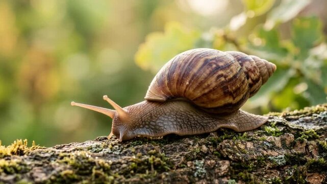 giant african land snail close up in uganda tropical rainforest morning light video