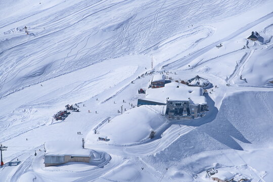 High-Angle View of the Zugspitzplatt Ski Resort and Sonnalpin Station
