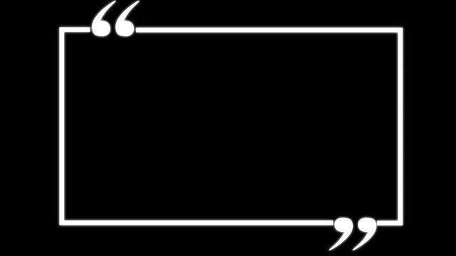 rectangle box with quotation marks animation. Rectangle doodle frames with quote.