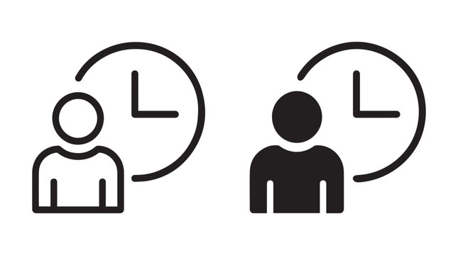 User time availability and scheduling icon set with availability, schedule