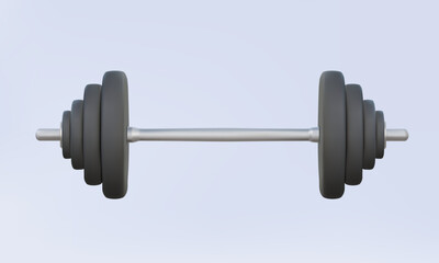 Obraz premium 3D vector front view black barbell icon isolated on pastel background. steel iron metallic weight loading exercise lift fitness gym bodybuilding sport lifestyle concept. illustration