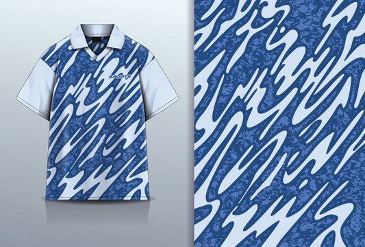 Jersey Sport Streetwear Design Wavy Liquid Pattern Blue White Polo Collar Sublimation Fashion