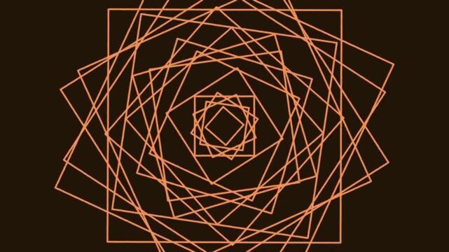 Geometric Spiral Squares Abstract Art Rendering in Warm Tones