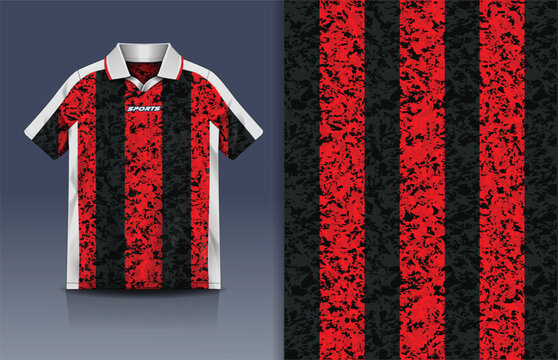 Jersey Sport Streetwear Design Vertical Stripe Grunge Splatter Pattern Red Black White Polo Collar Sublimation Fashion