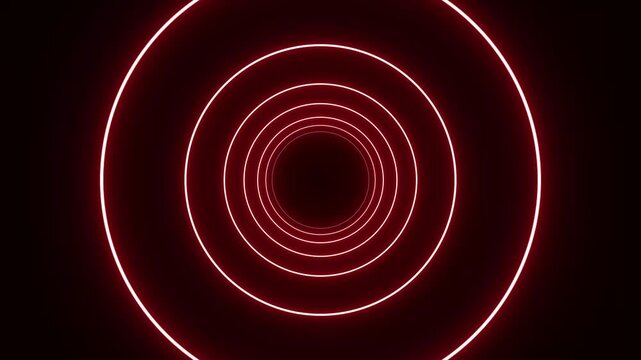 Glowing pink neon circles pulsing in the dark abstract technology background with concentric rings