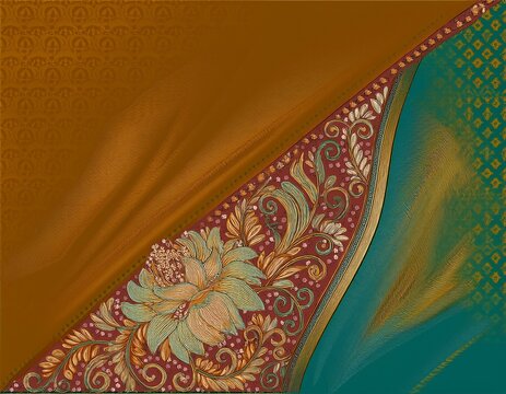 decorative and rich silk saree fabric wallpaper in ethnic art generative ai