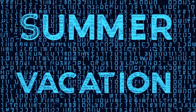 summer vacation cryptogram with letters and numbers in blue
