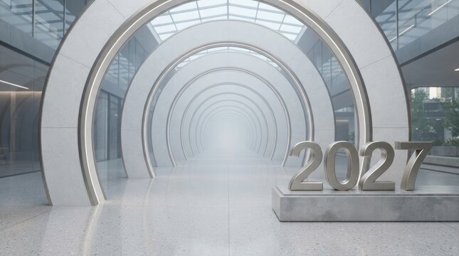 Futuristic architectural visualization of 2027 tunnel with modern design elements