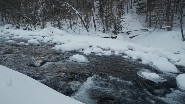 北海道　層雲峡　冬の川