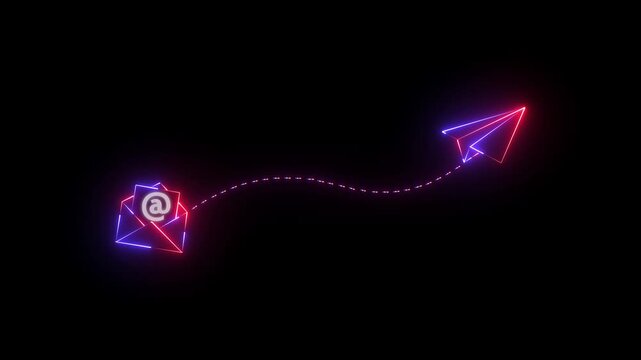 Glowing Neon Line Telegram Icon Isolated on Black Background. 4K Ultra HD Video Motion Graphic neon icon Animation