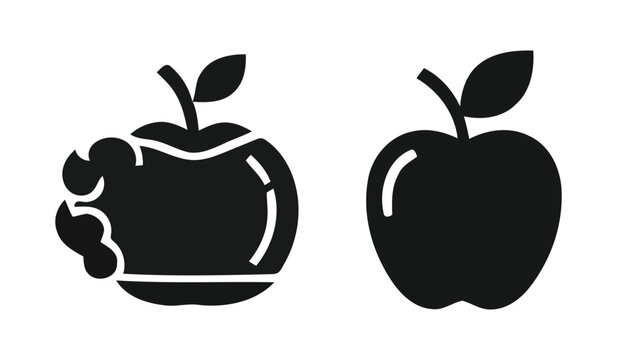 Minimalist black apple icons representing healthy food and nutrition.