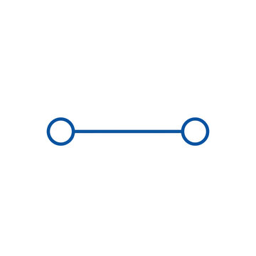 Suitable for digital design projects and icons, a minimalist blue line segment with bold circular endpoints in geometric style.