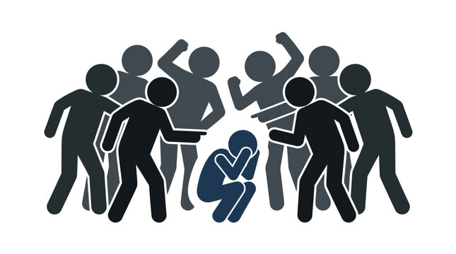 Group cruelty and intense psychological pressure in a hostile environment suitable for illustrating peer aggression and victim isolation scenes.