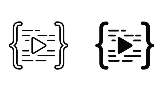 Executable code and scripting execution icons with execution, programming