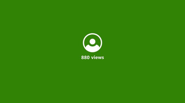 Abstract social media views count with a user profile icon animation on green screen.social media video views,photo views.0 to 1000 views count animation Concept of social media.