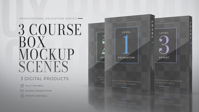 Three Course Box Mockup Scenes 01