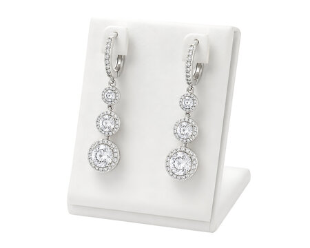 Silver dangle earrings with clear stones