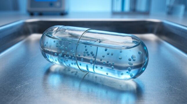 Translucent Probiotic Gel Capsule With Active Beads Clinical Macro