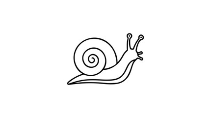 Delicate black and white line art vector icon of a garden snail with spiral shell, wonderful for nature-themed designs, slow living concepts, or botanical and wildlife illustrations. © Zain