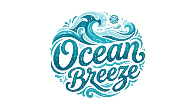 Modern Typography Illustration Featuring Ocean Breeze and Beach Themed Design for Summer Vacation Concept