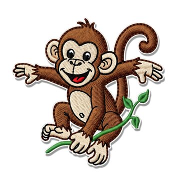 Cute cartoon monkey hanging on a vine