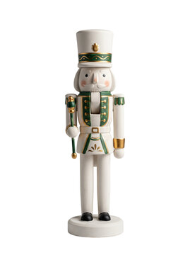 Matte White and Green Ceramic Nutcracker Soldier Decoration