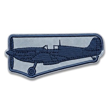 Purple embroidered patch of a vintage airplane